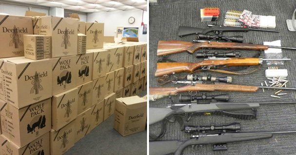 Contraband tobacco and firearms seized